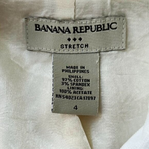 Banana Republic Stretch Cotton Twill Ivory Cream Blazer Jacket Size 4 - Picture 3 of 7